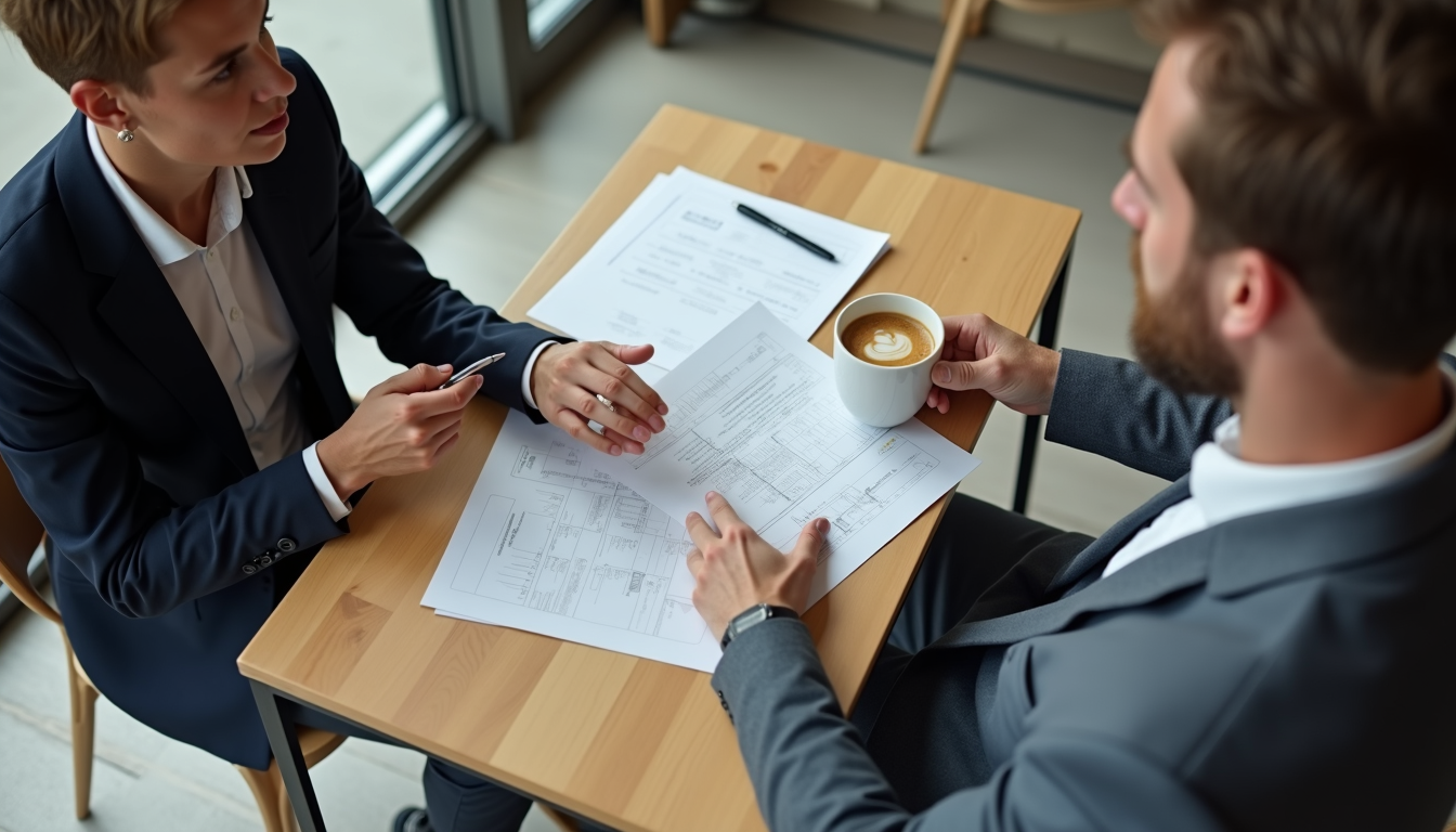 Business coach and client discussing plans