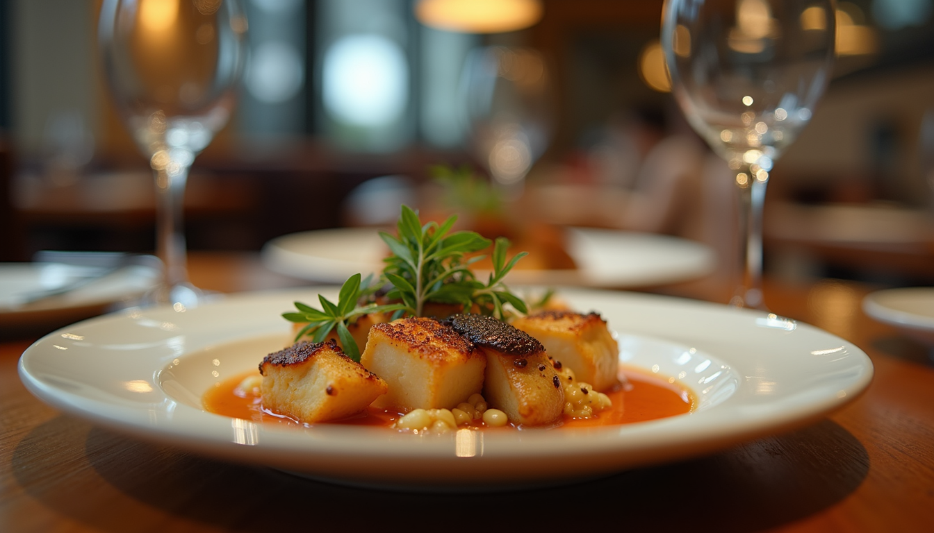 A beautifully plated dish showcasing culinary art in a restaurant.