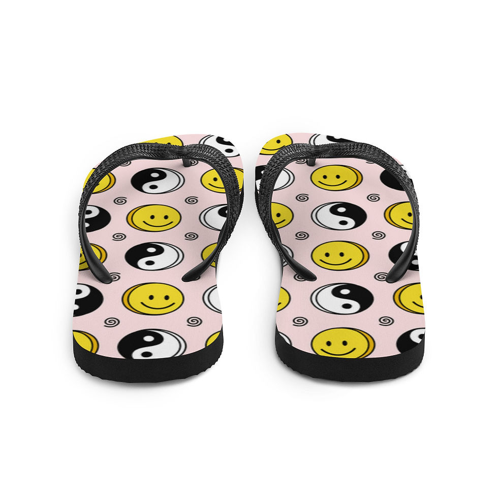 Miniatura: Happy Faces & Peace Sign Adult Flip-Flops