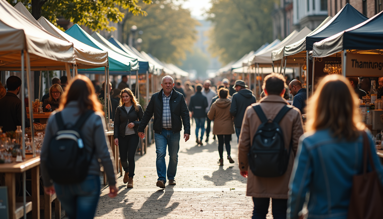 A vibrant community event showcasing local businesses and their offerings.