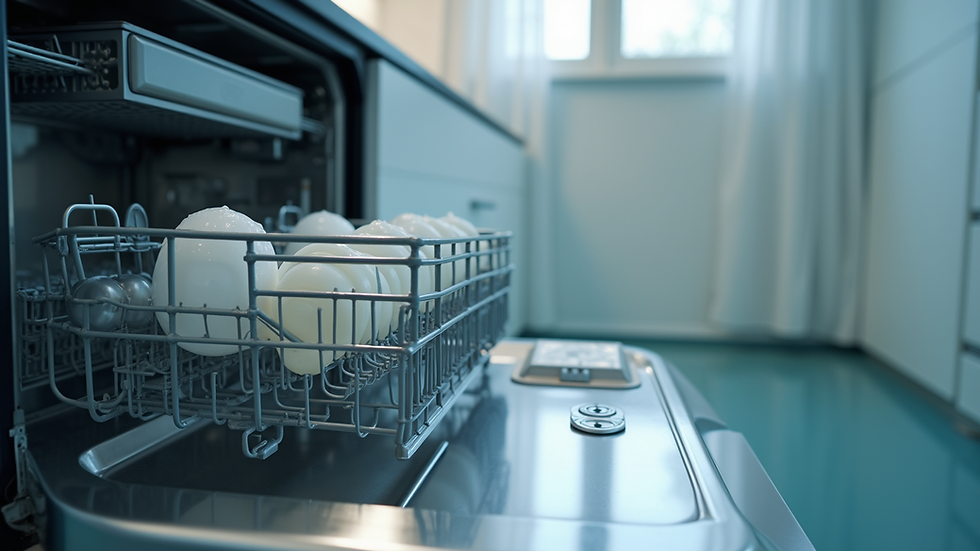 High angle view of a clean dishwasher filter