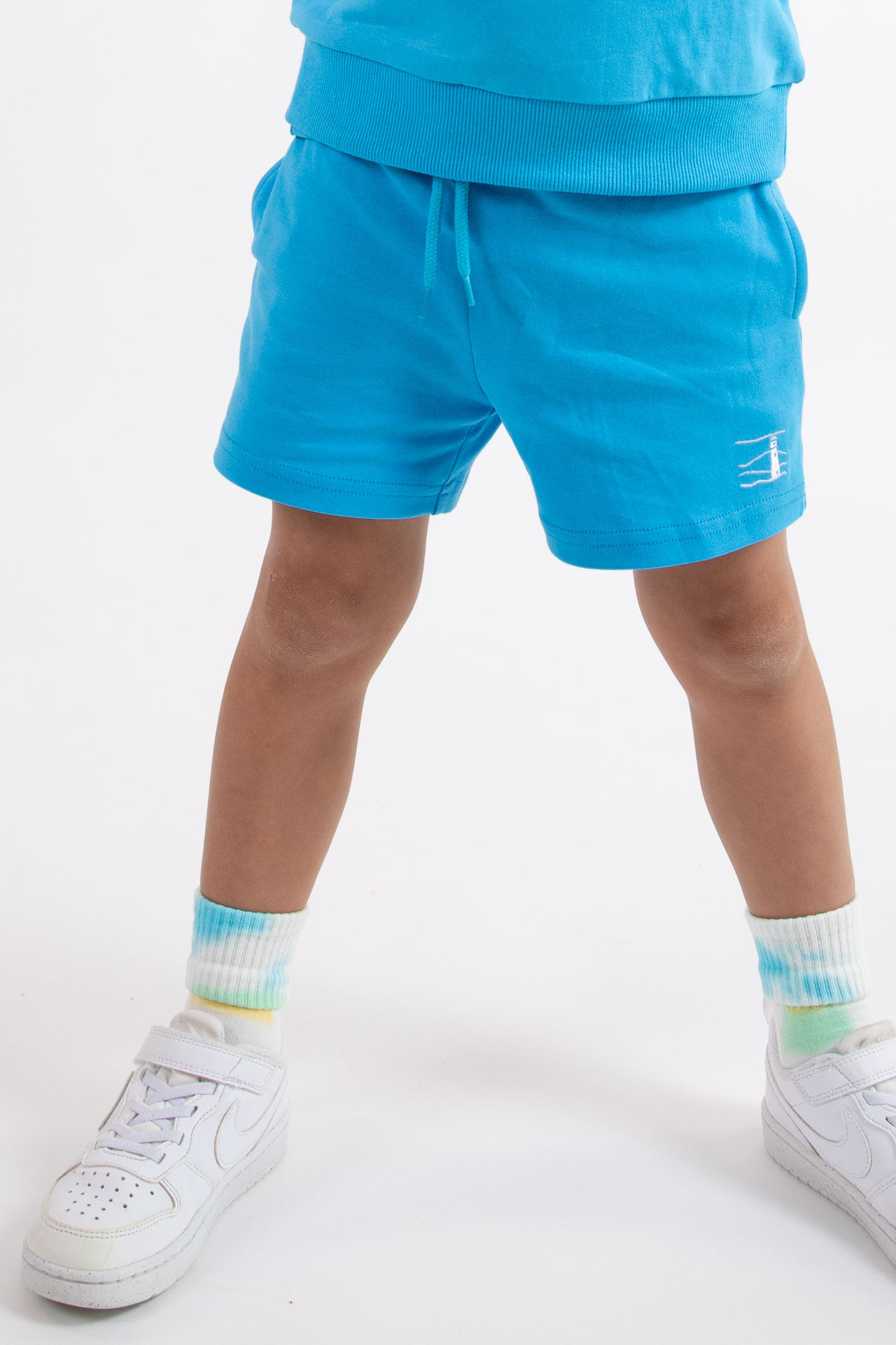 Boy wearing Blue My Bright Tyke Shorts