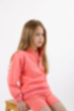 Girl wearing Pink Quarter Zip Jumper