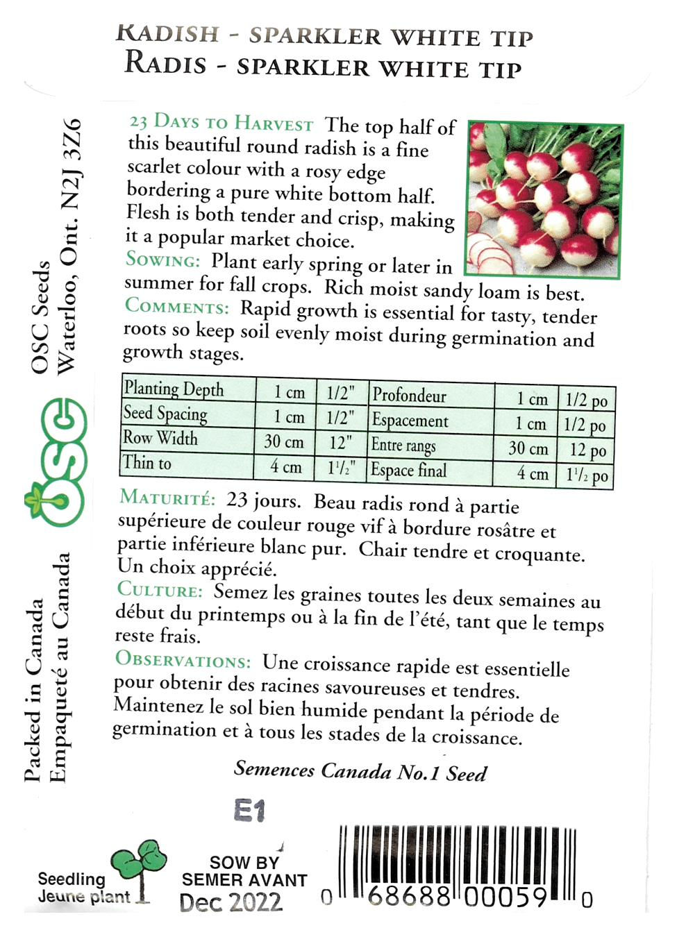 Miniature : Semences Radis Sparkler White Tip - Jardin des Trouvailles