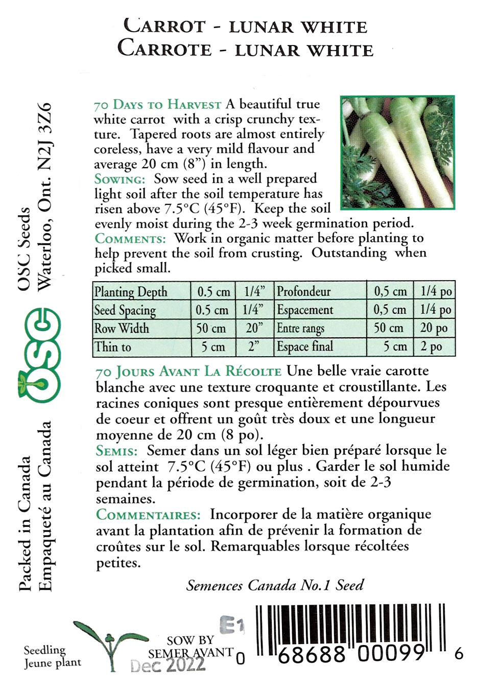 Semences Carotte Lunar White - Jardin des Trouvailles