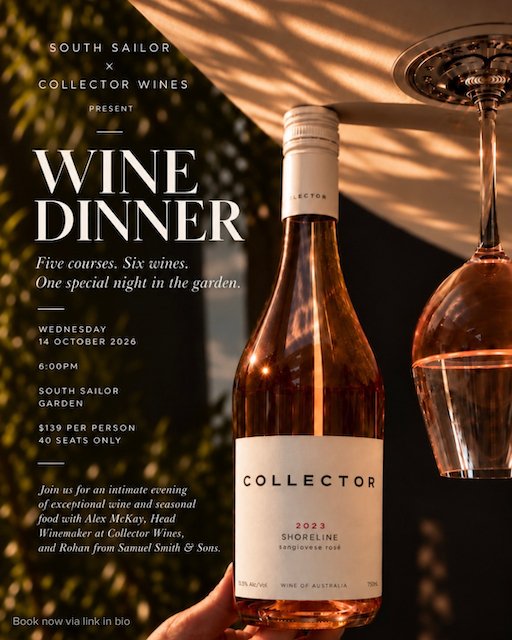 South Sailor x Collector Wine Dinner: Book Thirroul Seats