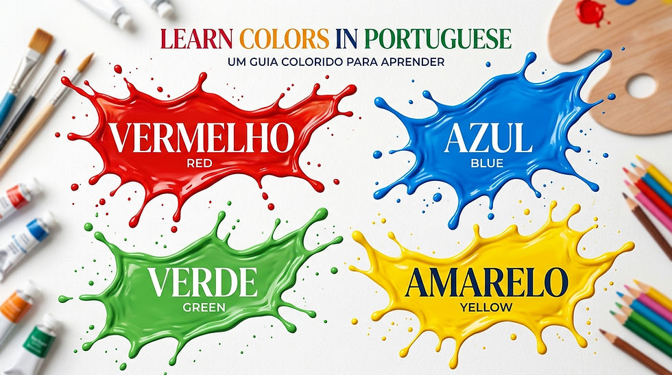 Colores en portugués brasileño con ejemplos de vocabulario para aprender a describir objetos y situaciones cotidianas.