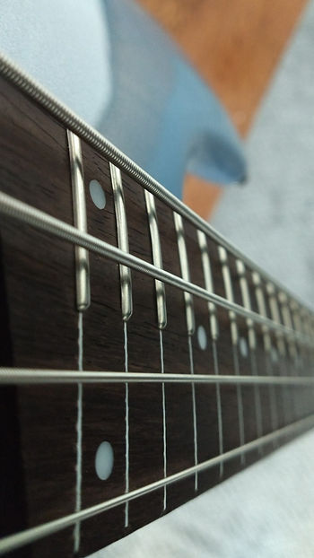 Modified Ibanez now a hybrid fretted/fretless bass