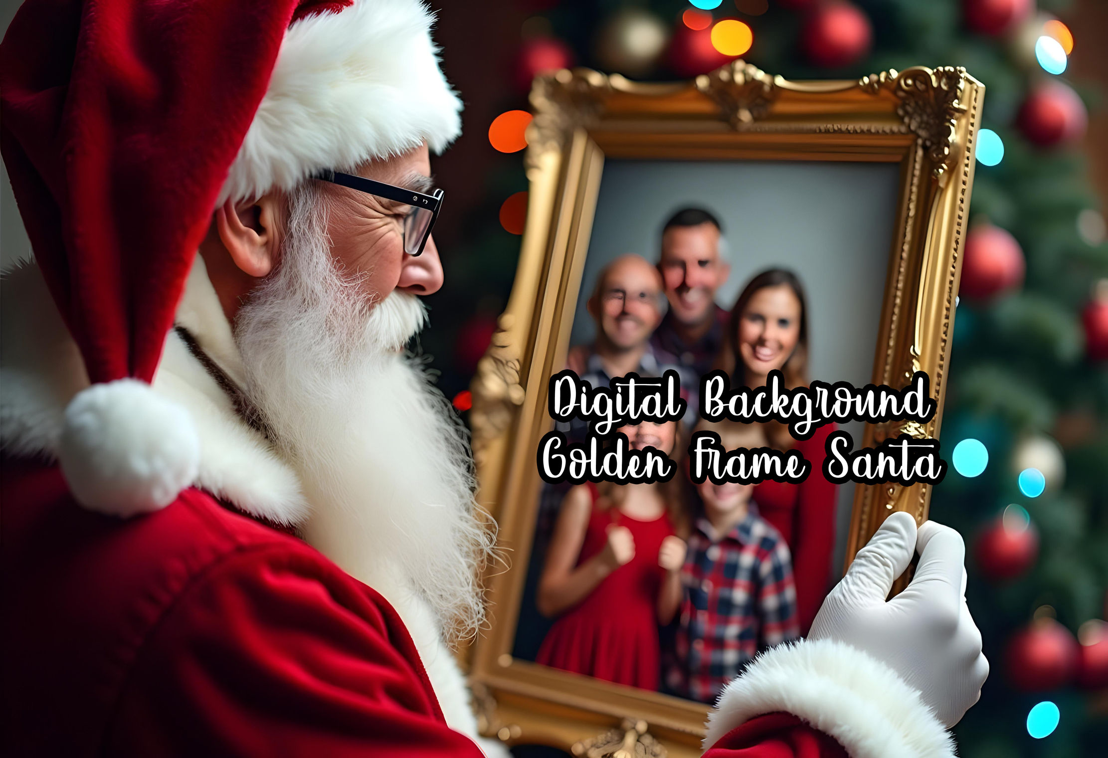 Santa Gold Frame template digital