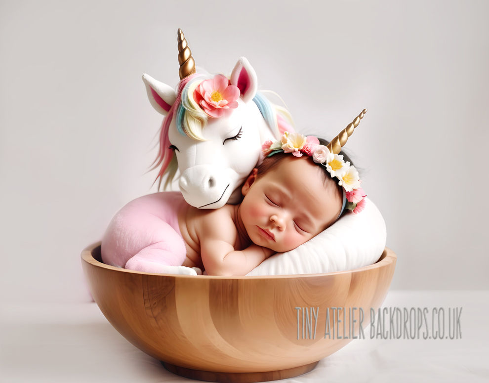 Newborn with Unicorn 3 Digital Image background