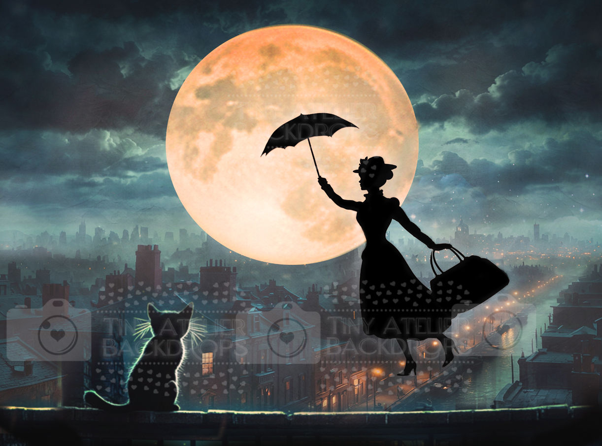 Mary Poppins nightime backdrop