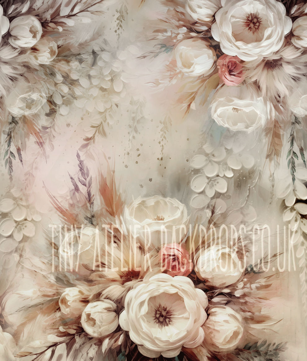 Dreamy blossoms boho painterly backdrop