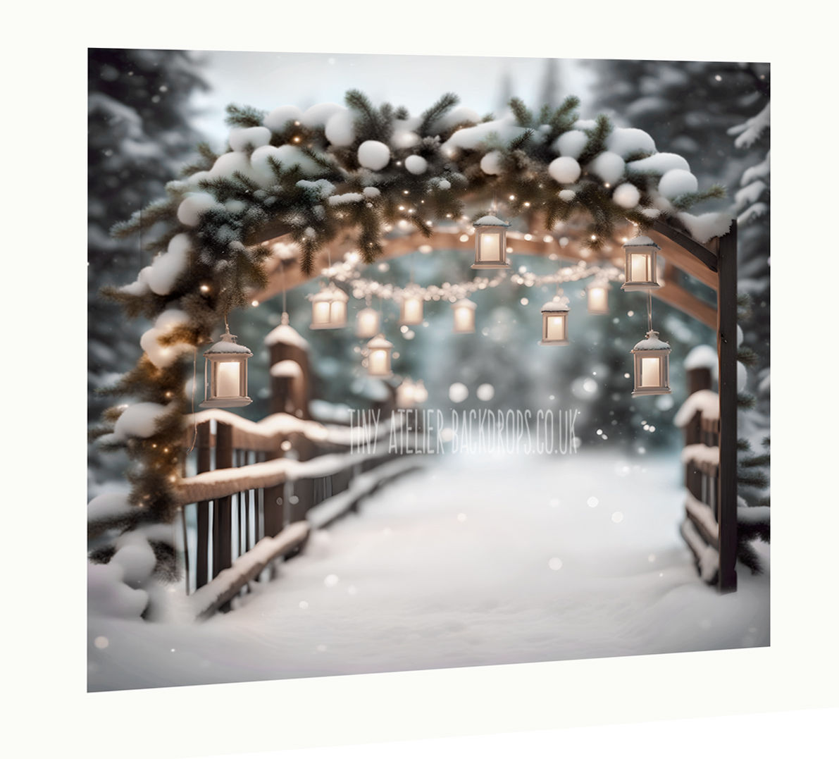 Snow Arch Garland Lanterns  Backdrop