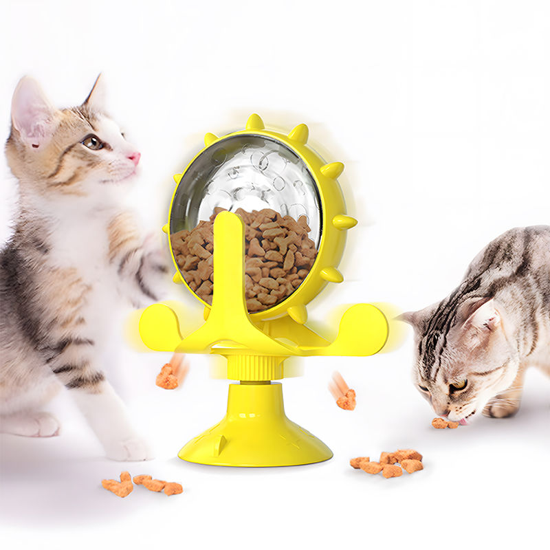 cat treat wheel, interactive puzzle feeder, food dispensing toy, fun cat games,