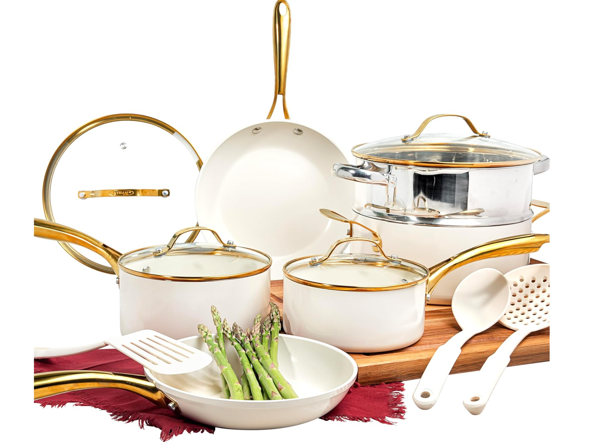 15 Pc Ceramic Pots and Pans Set Non Stick