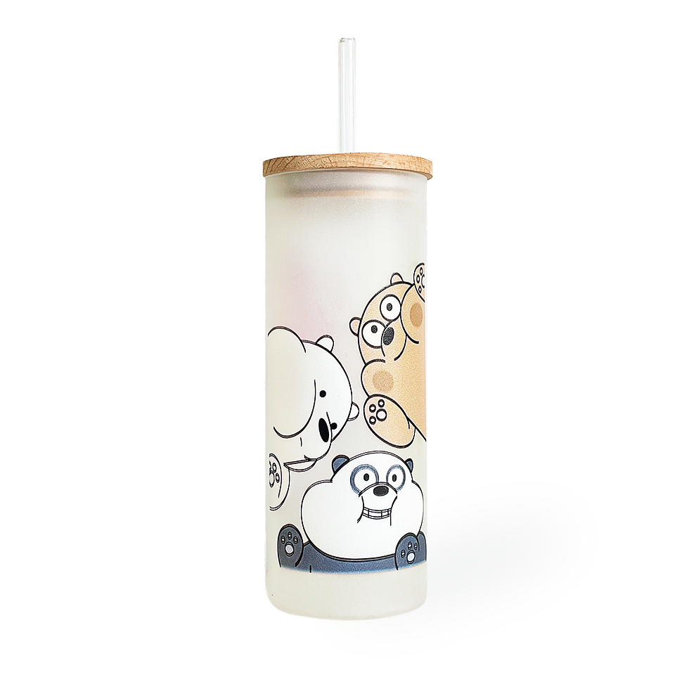 Thumbnail: 650ml Frosted Grande Sipper| Bare Bears Print| 20oz Tall Tumbler