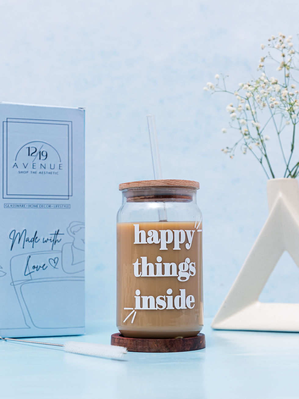 18oz Can Shaped Glass| White Happy Things Inside printed| Can Glass Set of 1