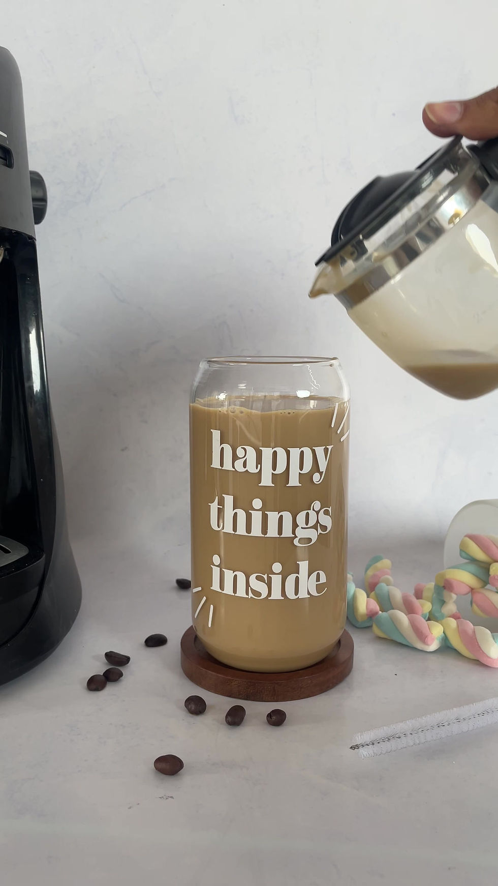 Thumbnail: 18oz Can Shaped Glass| White Happy Things Inside printed| Can Glass Set of 1