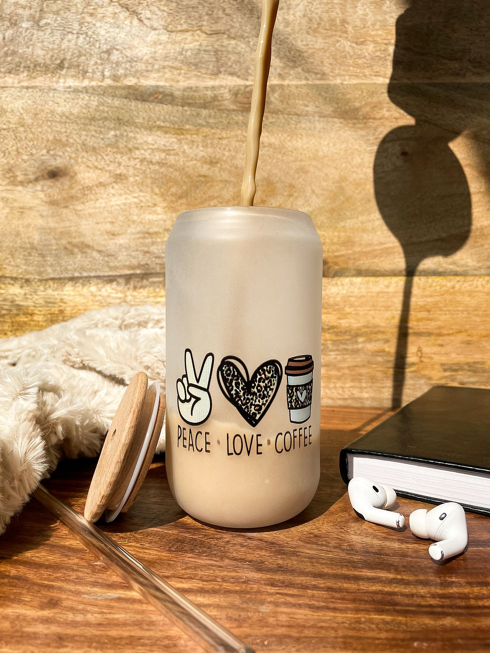 Thumbnail: 500ml Frosted Can Shaped Tumbler for Coffee |Peace Love Coffee 17oz