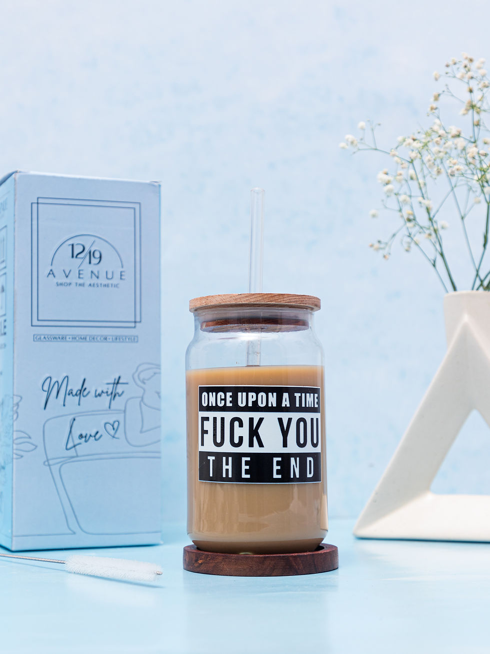 500ml Can Shaped Glass| Once Upon A Time |18oz Can Glass with lid, straw