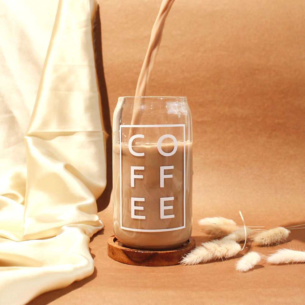 Thumbnail: 500ml Can Shaped Glass| White Coffee|18oz Can Glass with lid, straw and coaster