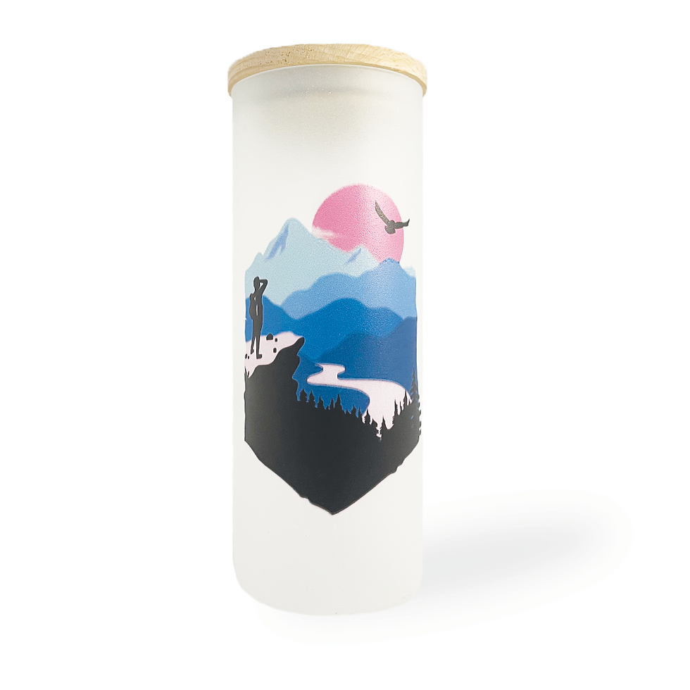 Thumbnail: 650ml Frosted Grande Sipper| Heart In Mountain Print| 20oz Tall Tumbler