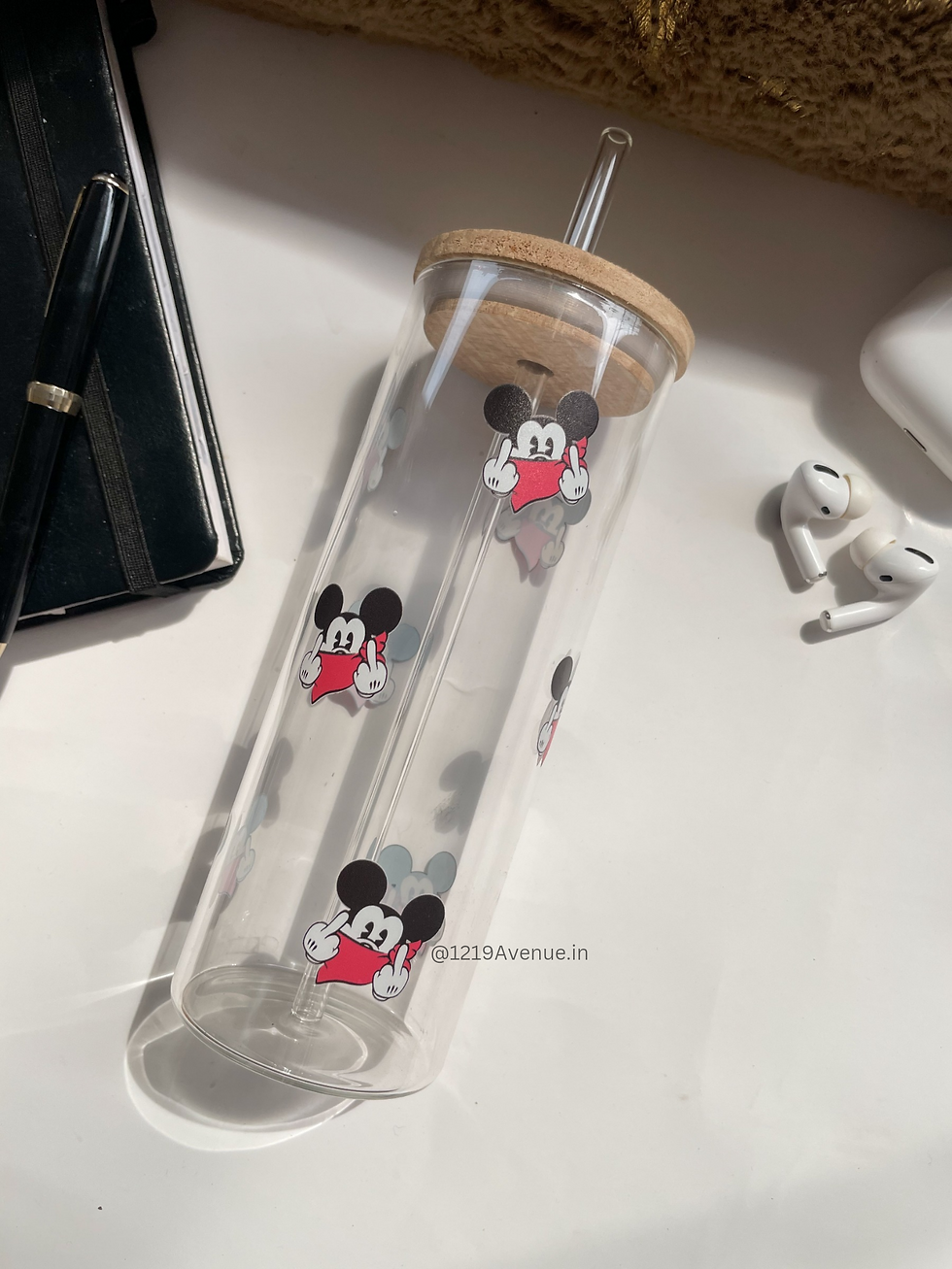 Thumbnail: 650ml Grande Sipper| Explicit Mickey Print| 22 oz Coffee Glass Tumbler