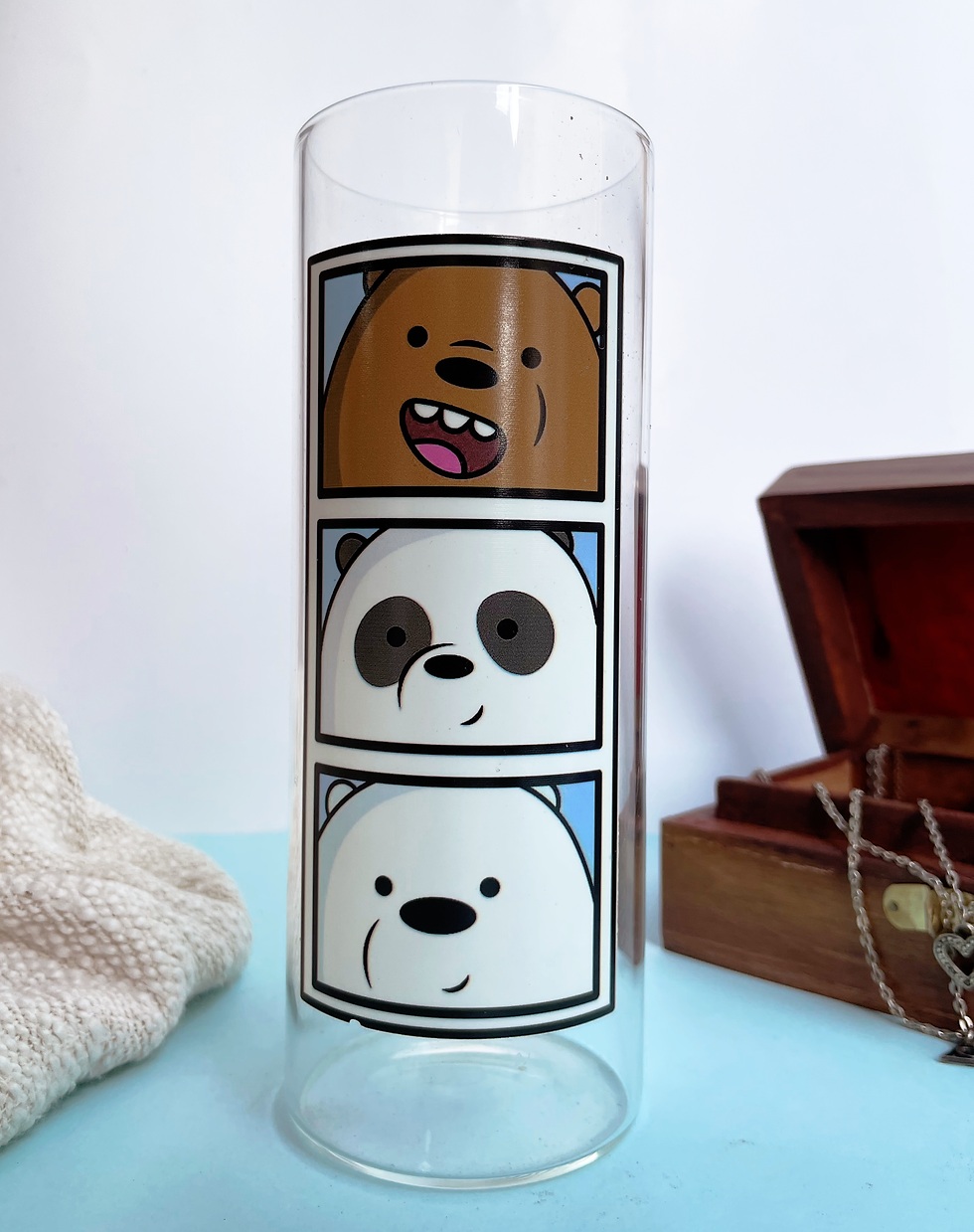 Thumbnail: 650ml Grande Sipper| Bare the Bears Print| 22 oz Coffee Glass Tumbler