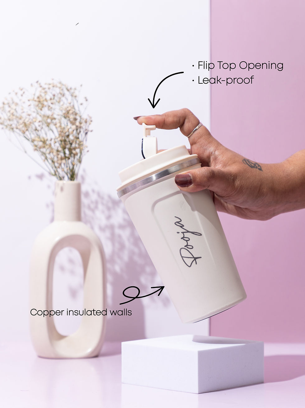 Thumbnail: Personalized Name/Quote Temperature Display Portable Coffee Flask 510ml. NO COD