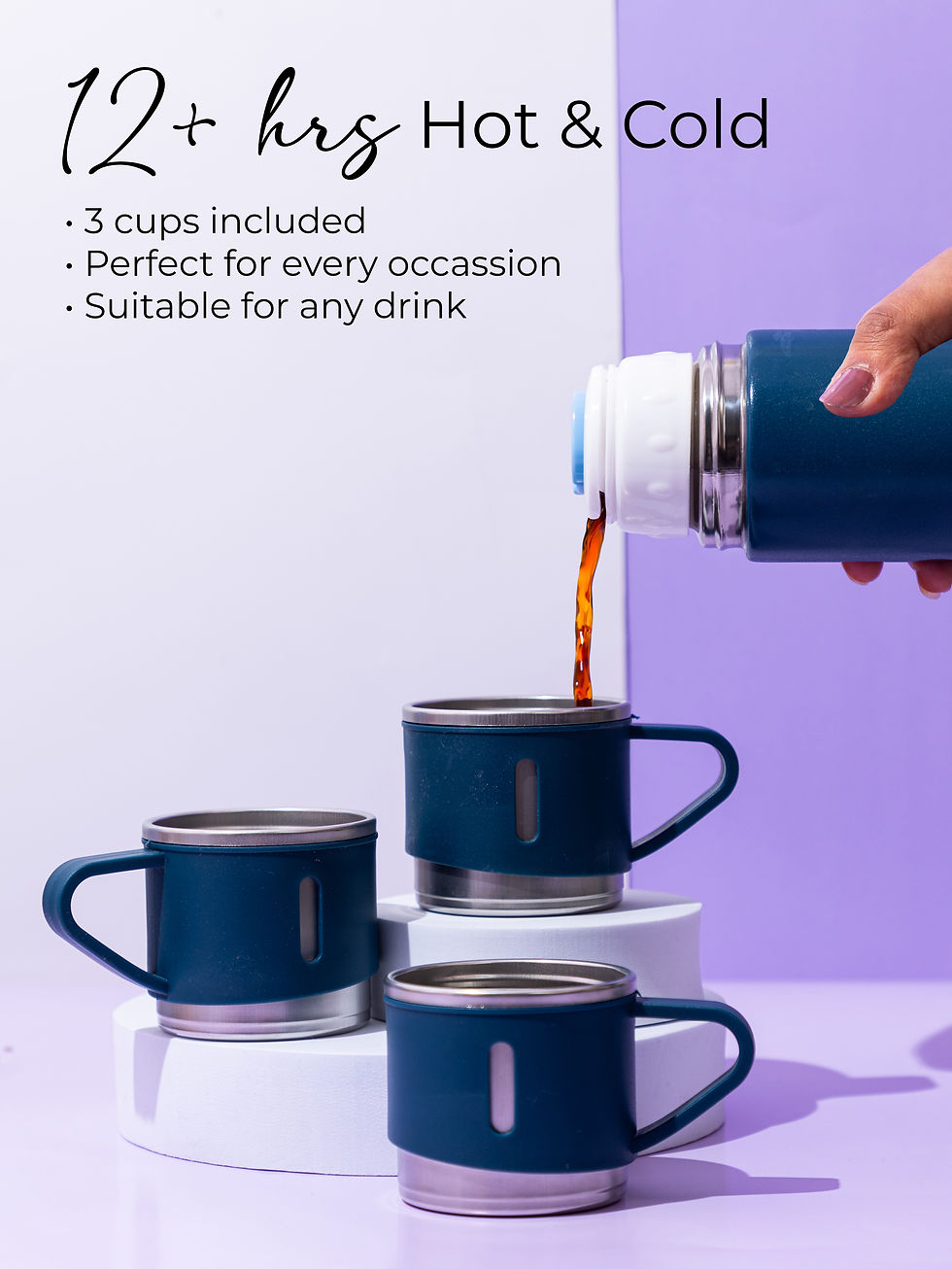 Thumbnail: Personalized Name Insulated Vacuum Bottle with 3 cups NO COD