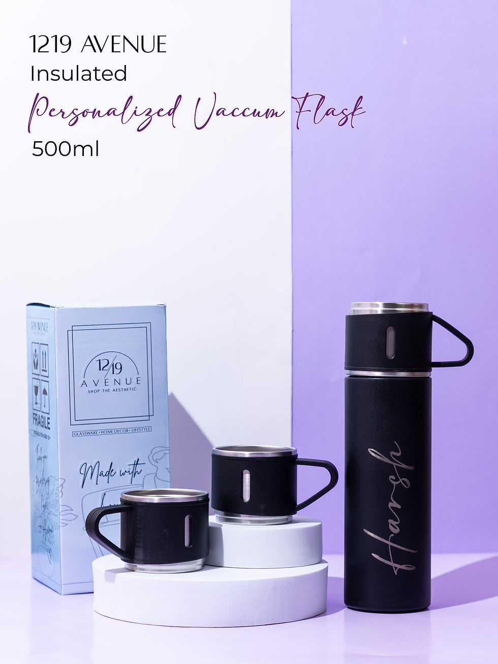 Thumbnail: Personalized Name Insulated Vacuum Bottle with 3 cups NO COD