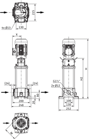Küçük resim: Helix FIRST V 1008-5/16/E/S/400-50 Boyutları
