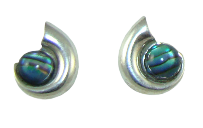 Thumbnail: Nautilus Stud Earrings with Cabochon