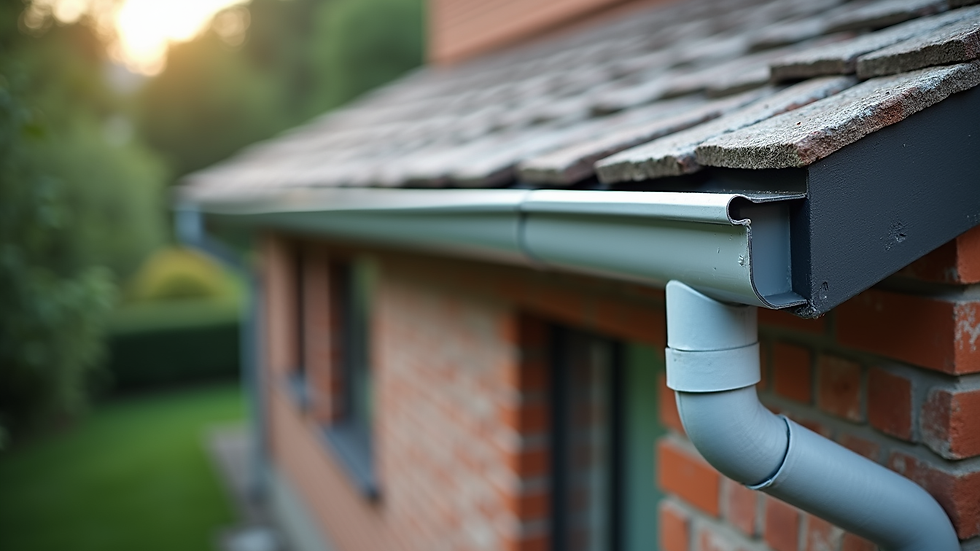 High angle view of a house with newly installed gutter protection system
