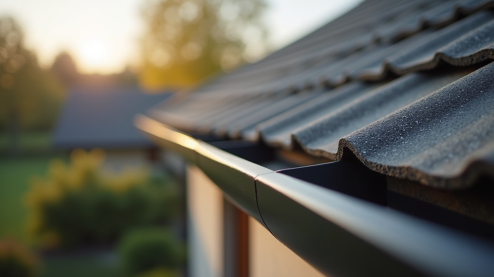 Close-up view of gutter guard installation on a residential roof