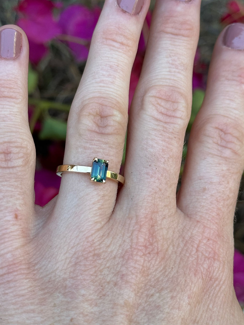 Thumbnail: 0.80ct Australian sapphire blue yellow parti set in 18k yellow gold ring