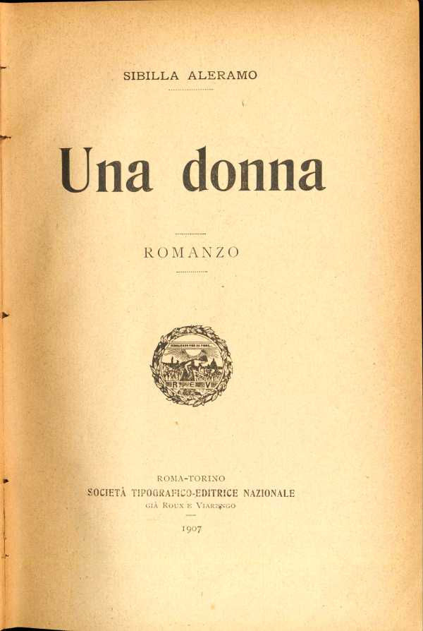 copertina del romanzo Una donna di Sibilla Aleramo (1906)