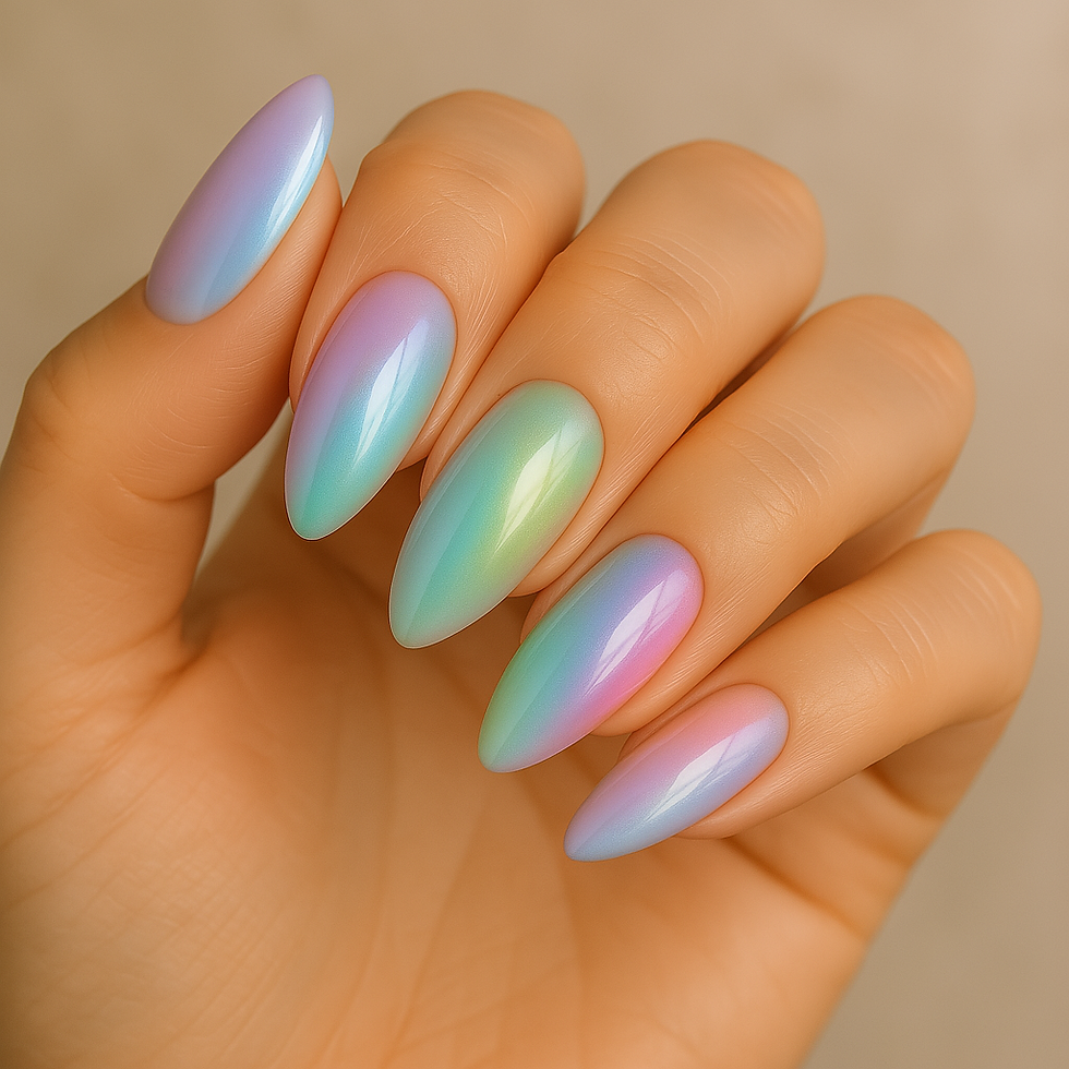 Diseño de uñas aura pastel, ideal para estilos románticos y soñadores.