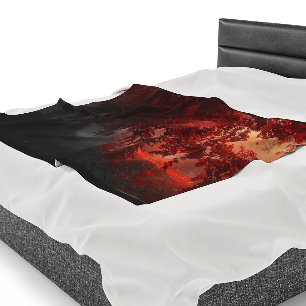 Whimsical Red Tree Velveteen Blanket – Envelop Yourself in Artistic Warmth
