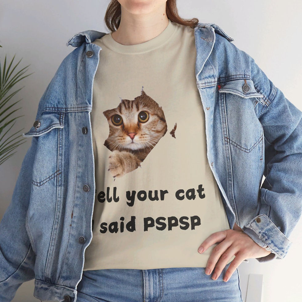 Thumbnail: Tell your cat I said pspsp Unisex Heavy Cotton Tee