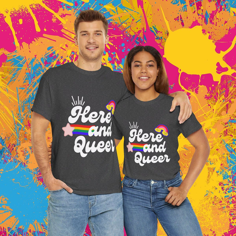 Here and Queer Unisex Heavy Cotton Tee