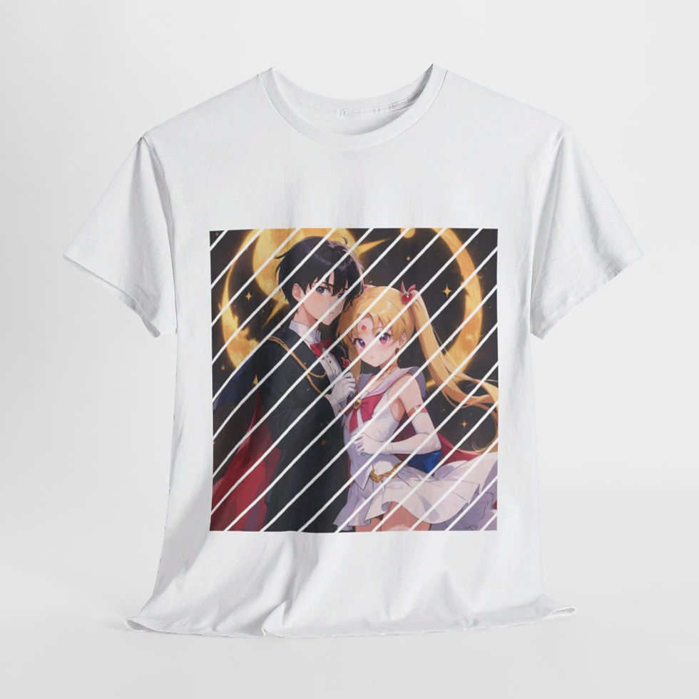 Thumbnail: Moonlight Romance: Sailor Moon & Tuxedo Mask Unisex Heavy Cotton Tee