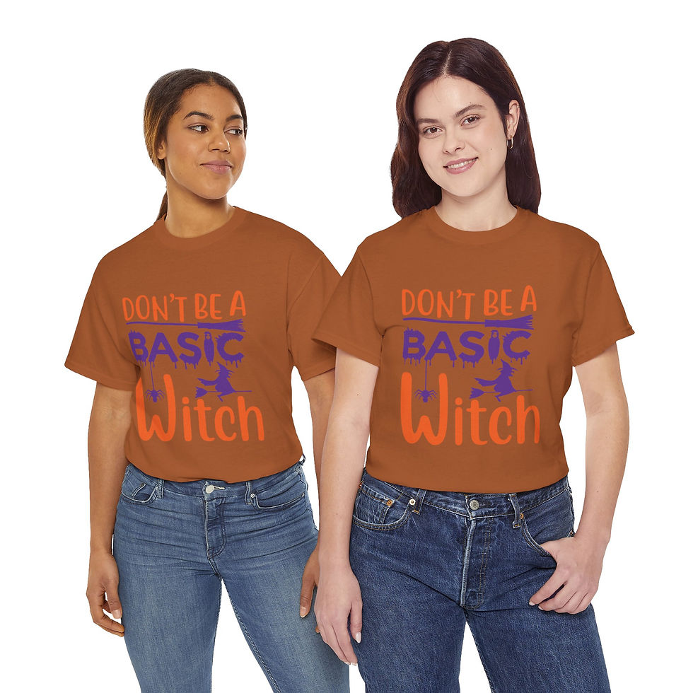Thumbnail: Don't Be A Basic Witch Halloween Unisex Heavy Cotton Tee