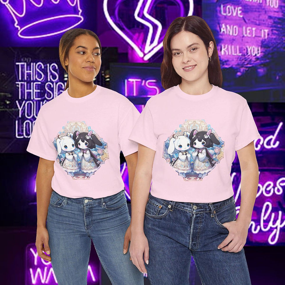 Thumbnail: Kawaii Bunnies Unisex Heavy Cotton Tee