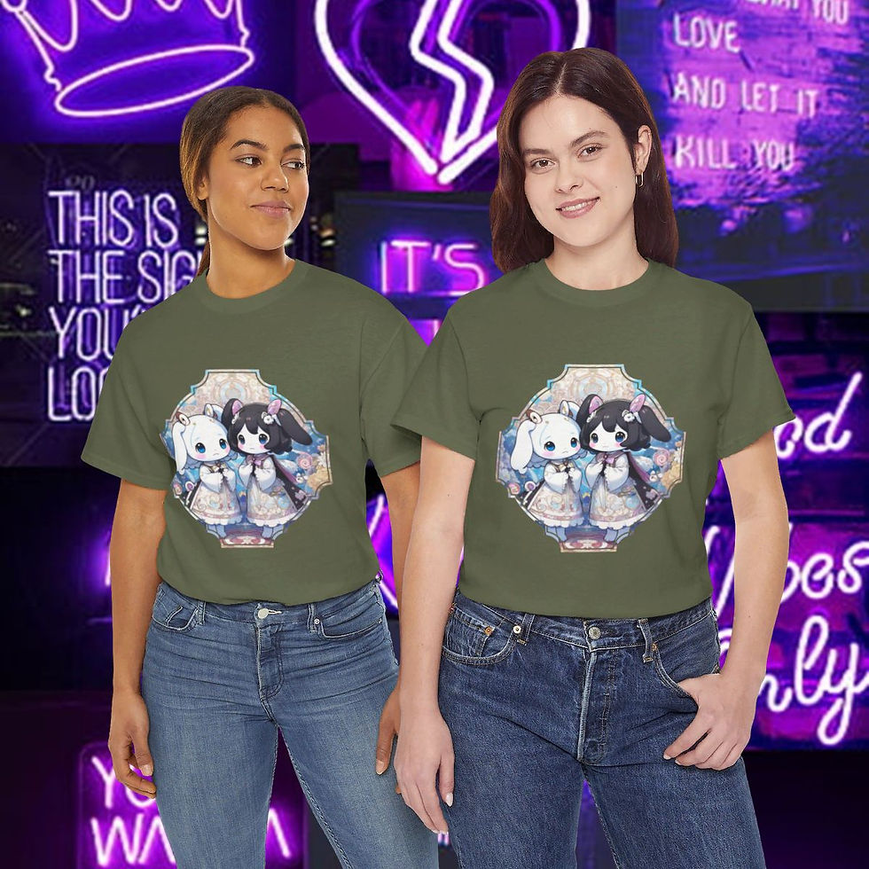 Thumbnail: Kawaii Bunnies Unisex Heavy Cotton Tee