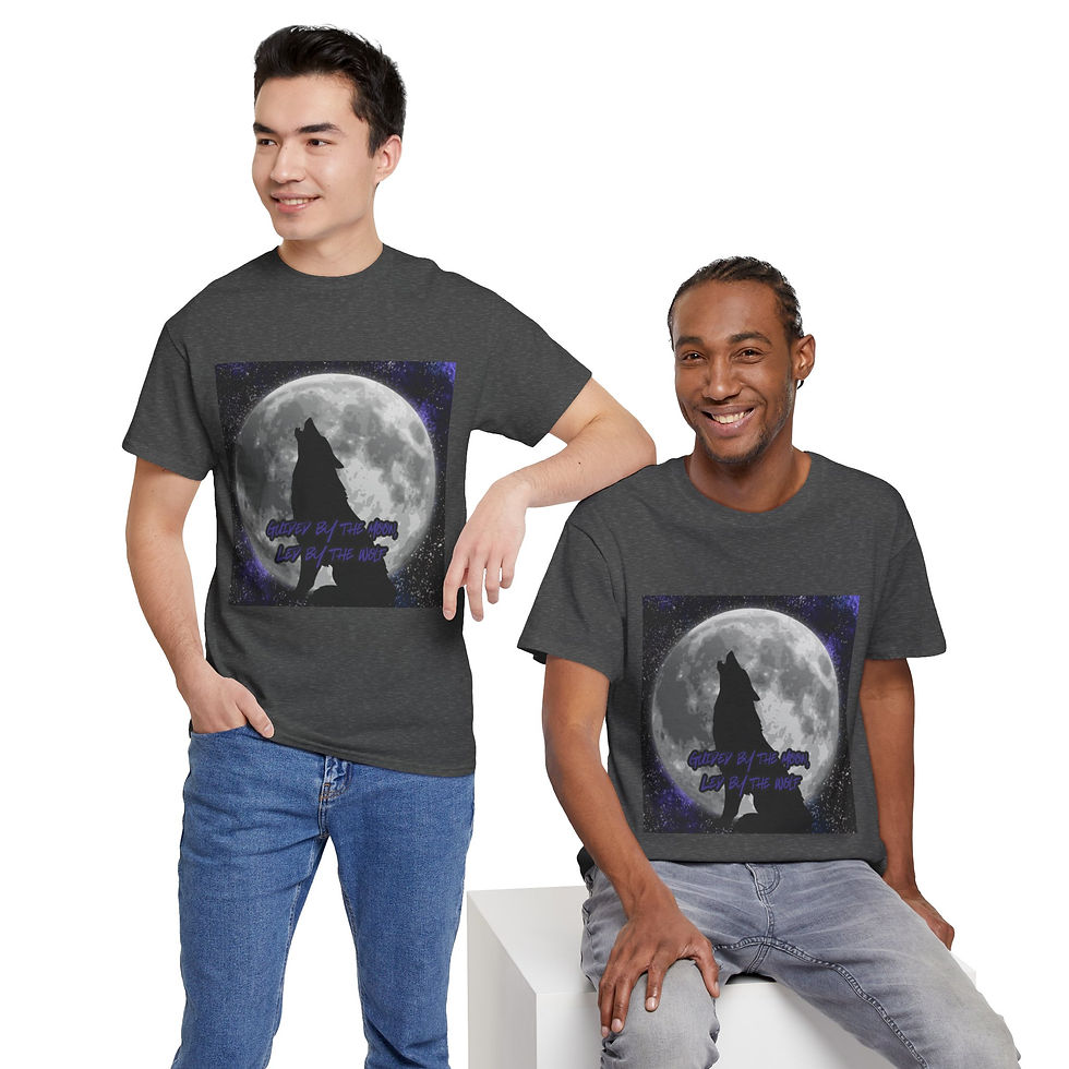 Thumbnail: Guided by the Moon, Led by the Wolf Unisex Heavy Cotton Tee