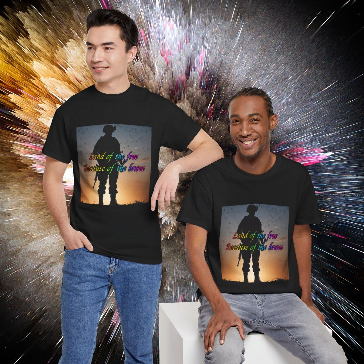 Unisex Heavy Cotton Tee - "Land of the Free Because of the Brave"