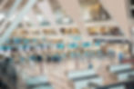 busy moving people in an airport