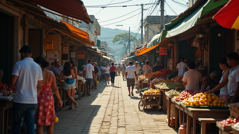High angle view of a bustling market in Sergipe