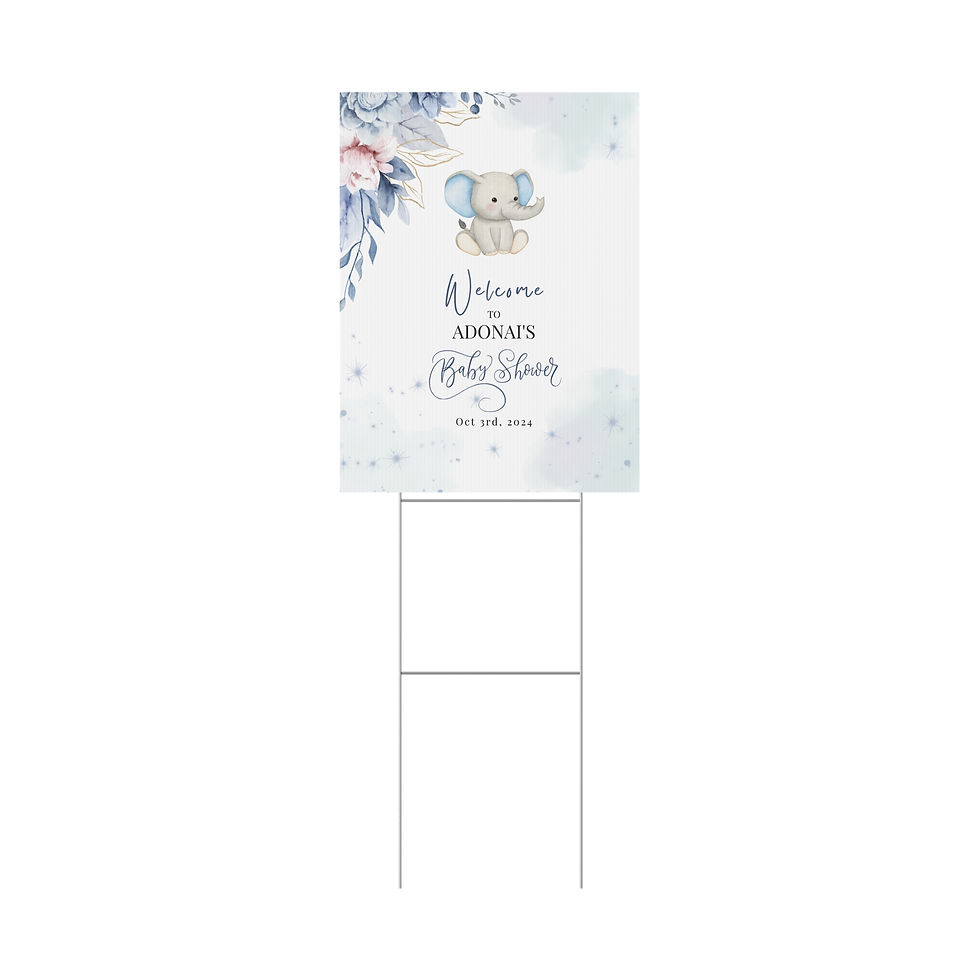Thumbnail: Baby Shower Plastic Yard Sign — Cute Elephant with Floral Border